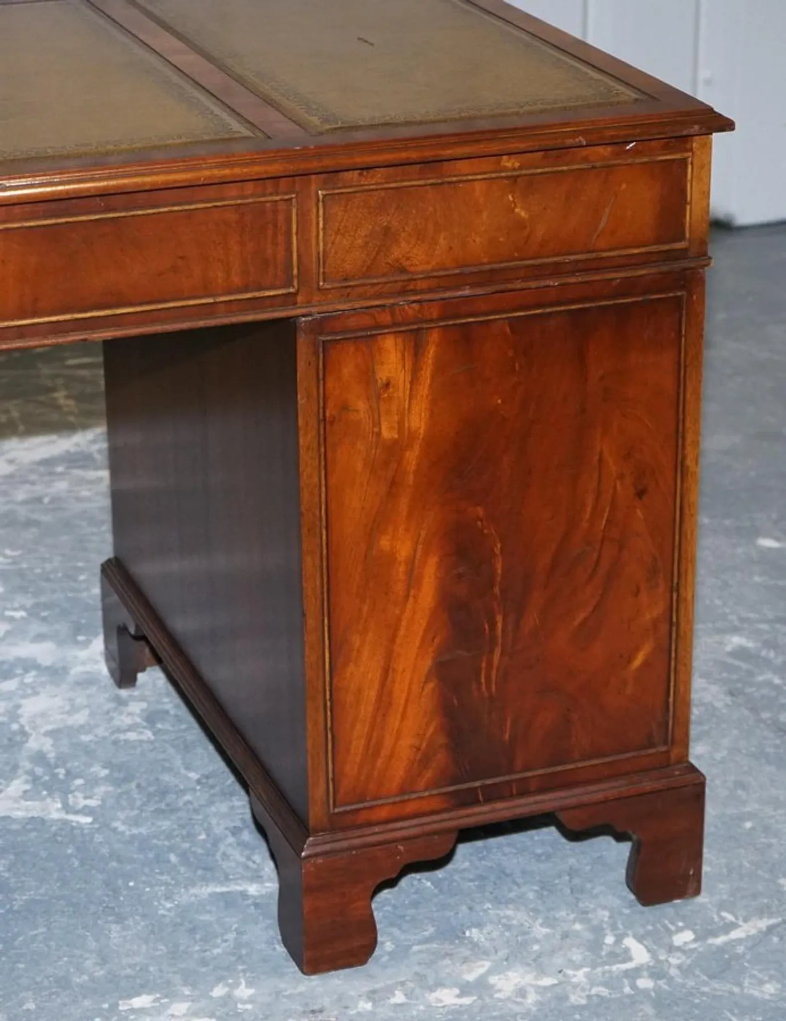 Vintage Green Hunter Leather Pedestal Desk by Bevan Funnell