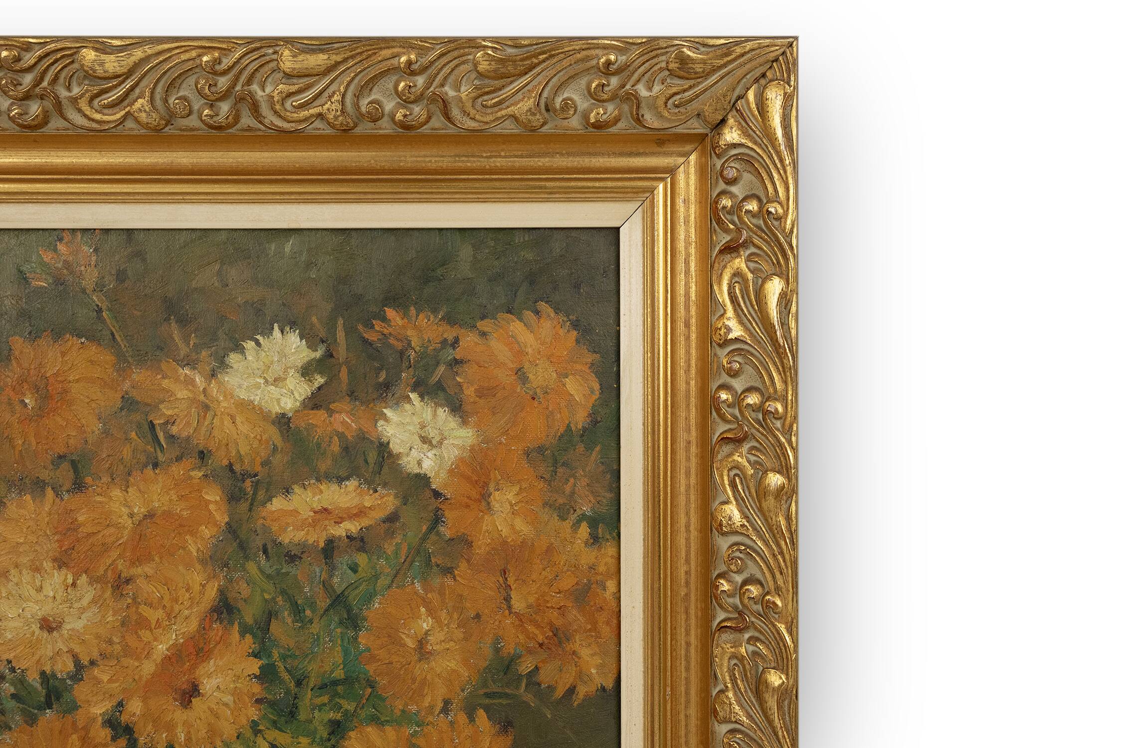 Belgium baroque painting of vase with flowers signed Jos Pas, 1944