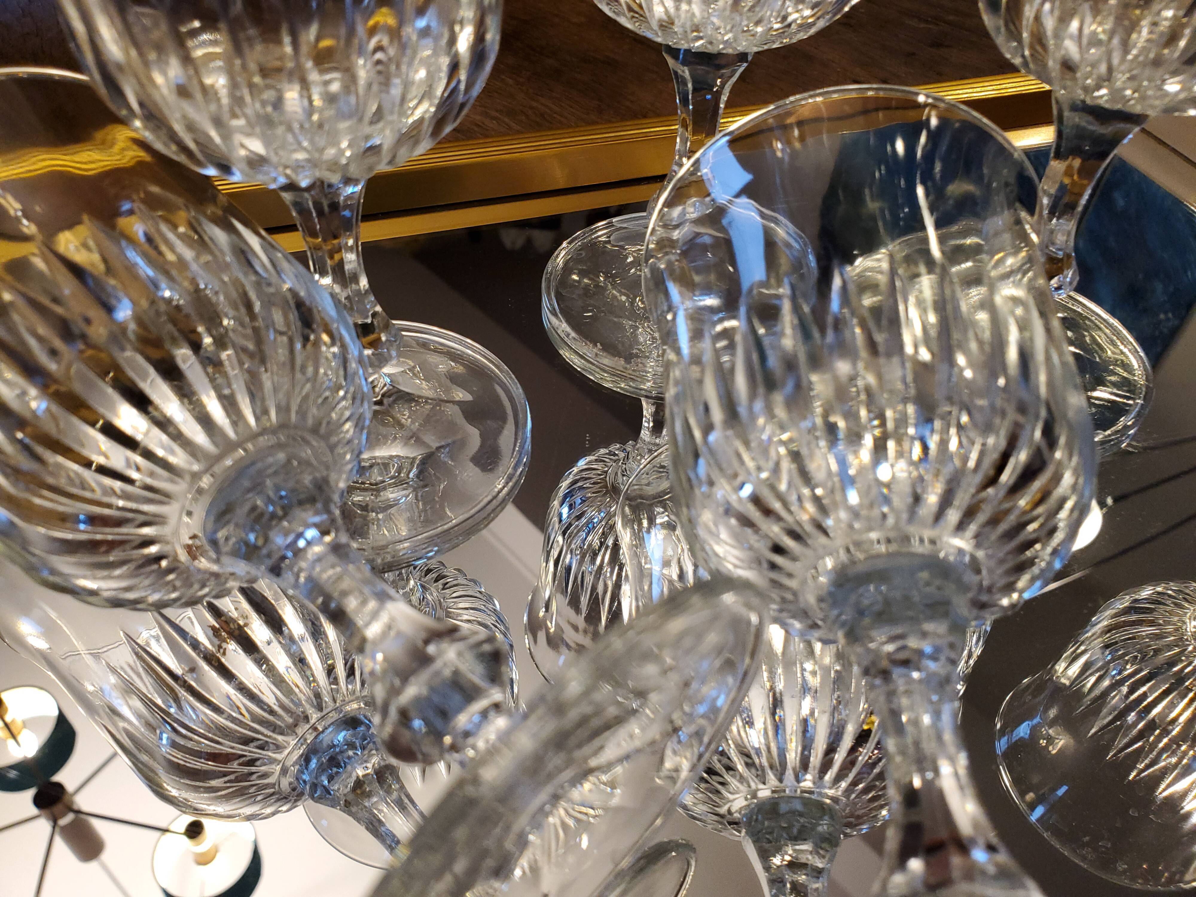 6 chiseled glass foot glasses