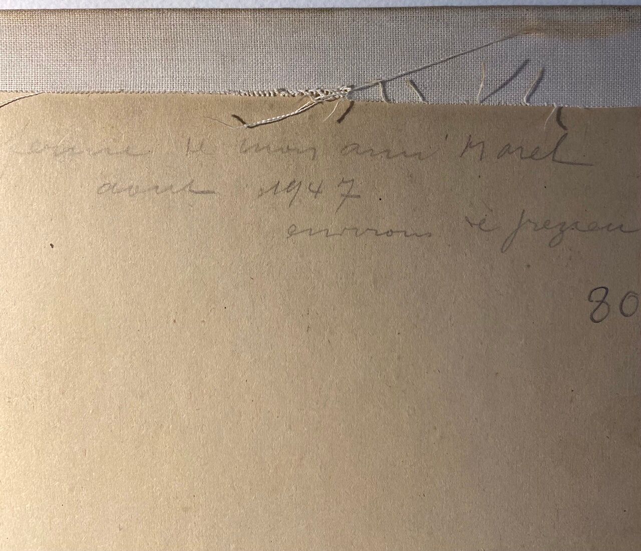 Old painting, landscape Monts du Lyonnais, signed and dated 1947