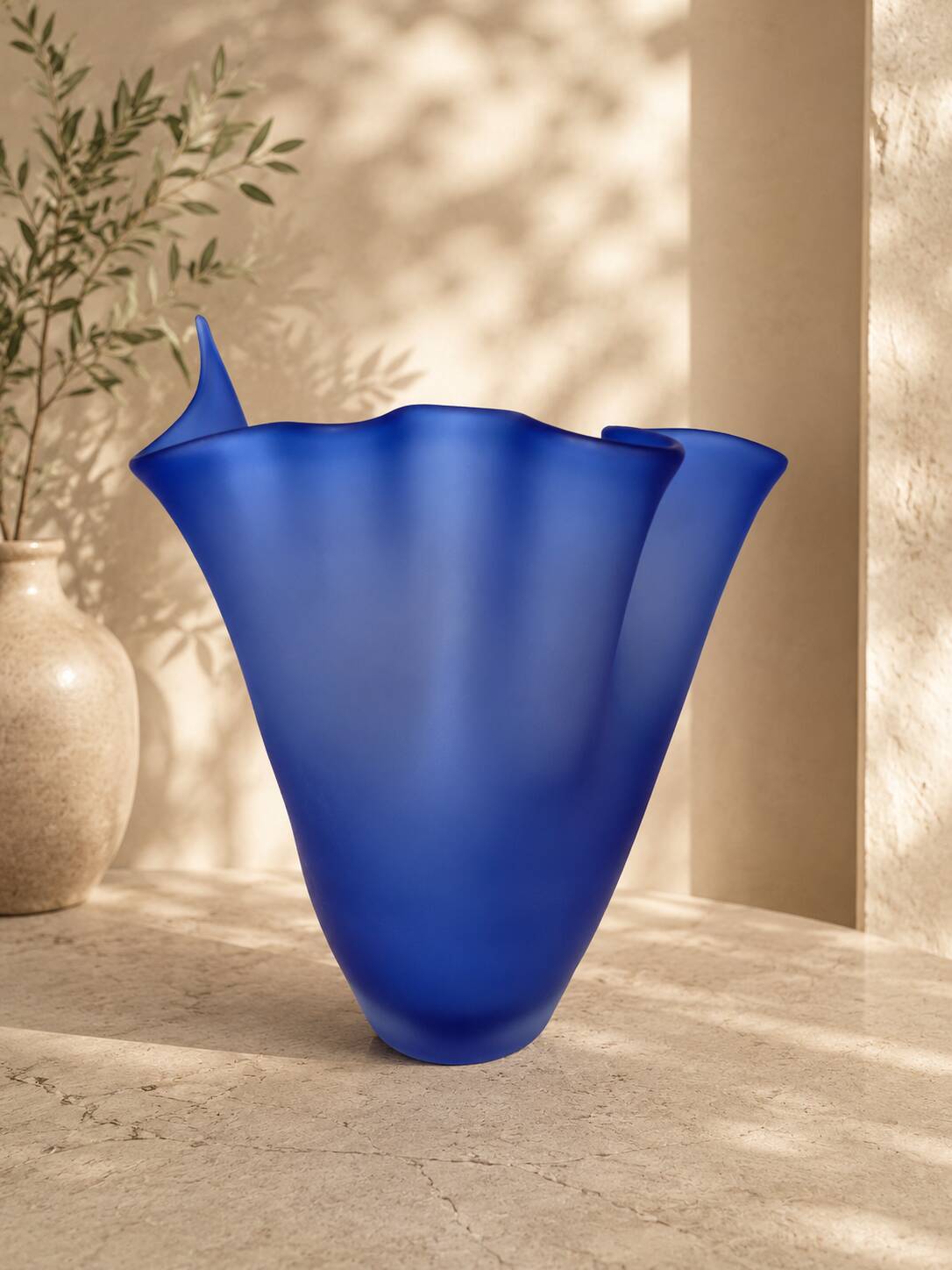 Cobalt blue blown glass vase