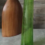 Vase verre bullé vert