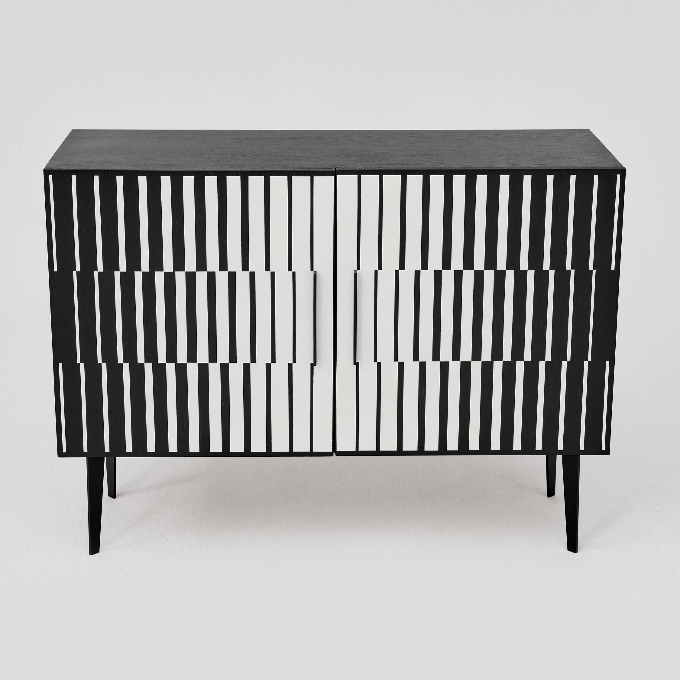 Vintage Sideboard with Hand-Painted Op-Art Pattern, 1970s.
