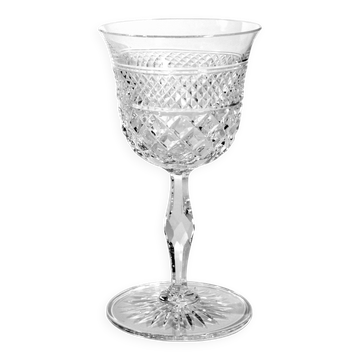 Hand-blown and hand-cut crystal wine glass, Josair, 1960