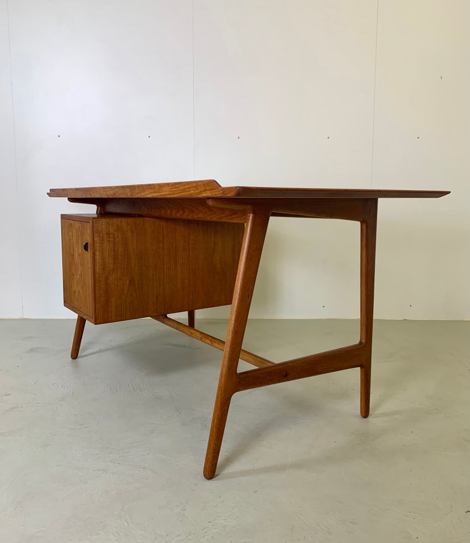 Danish midcentury teak executive desk by Arne Vodder edited by Sibast