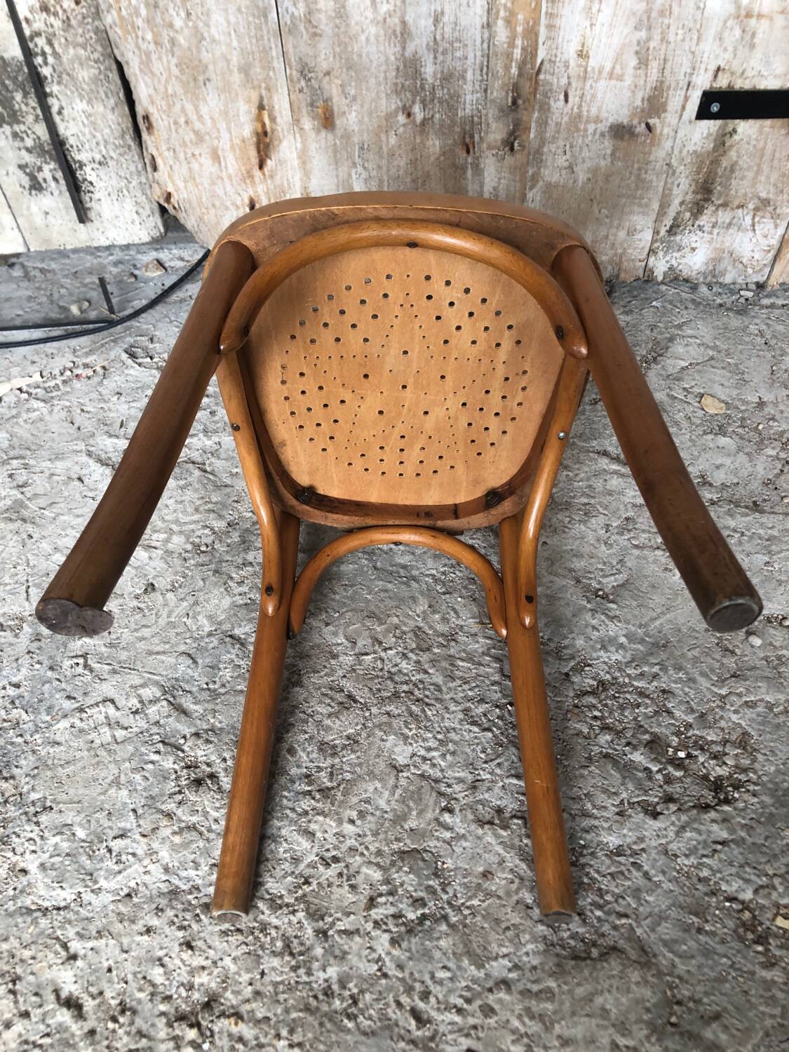 Old BAUMANN Style Bistro Chair Light Bent Wood Vintage #A595
