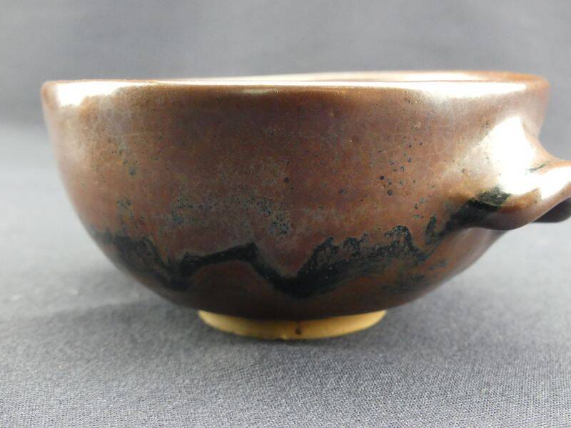 Pair of vintage glazed stoneware bowls signed MJB