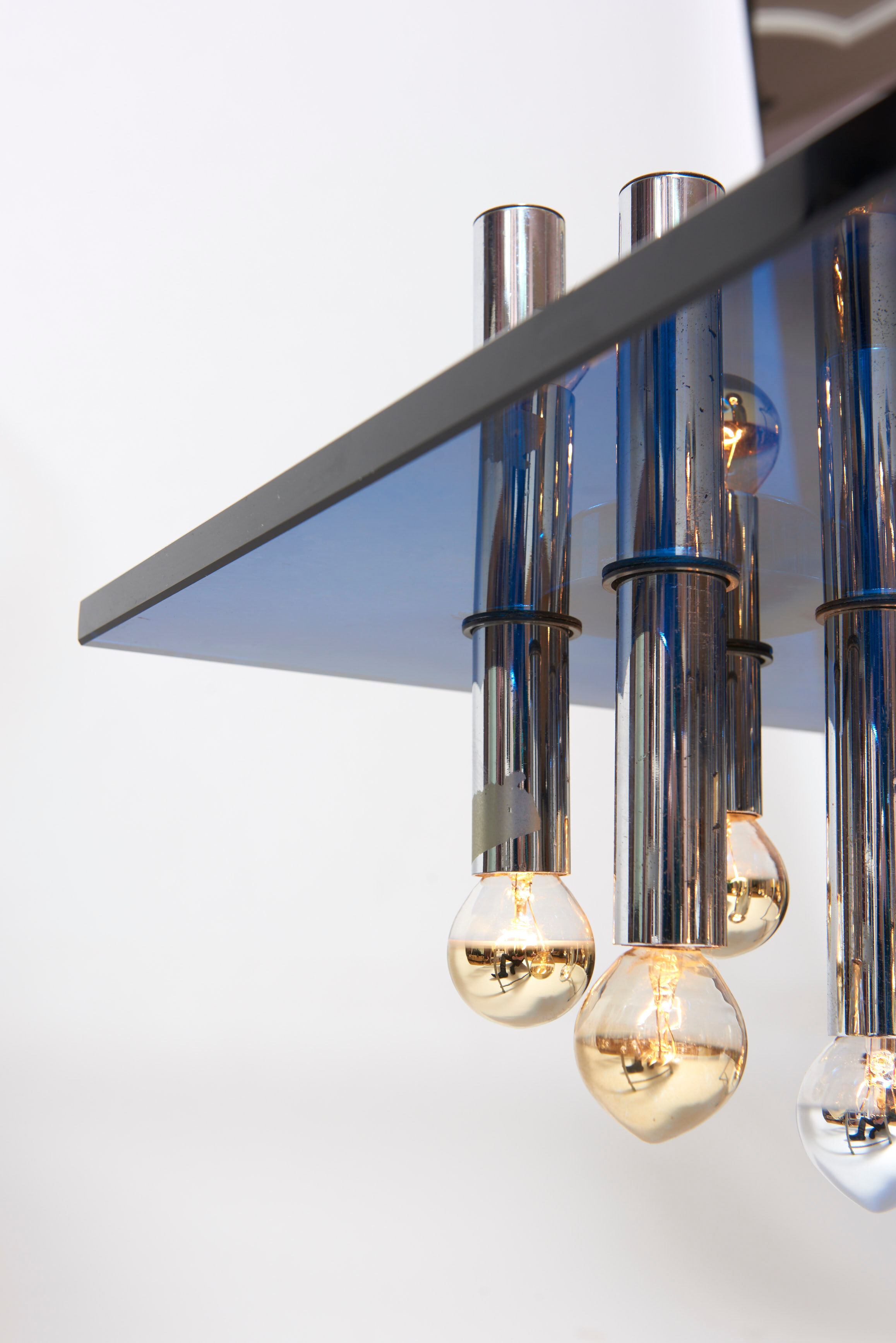 Suspension vintage en chrome et verre de Murano