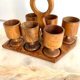 Set of wooden eggcups 60's