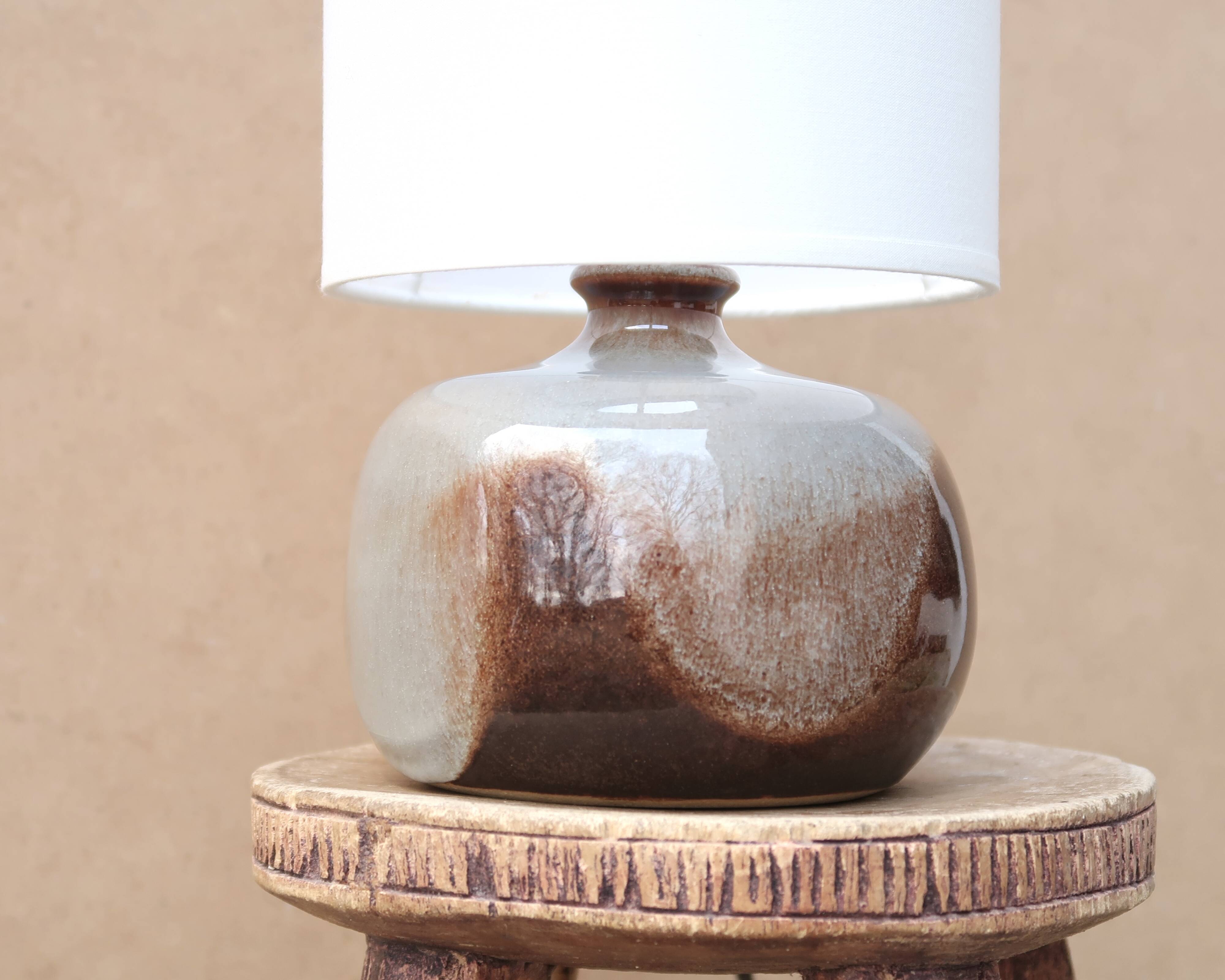 Brown and blue-grey ceramic lamp, 1960s