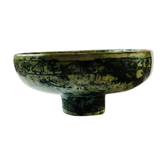 Jacques Blin footed bowl sgraffito french ceramic artist