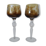 Two cut crystal glasses