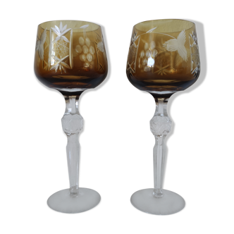 Two cut crystal glasses