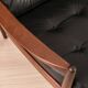 Scandinavian Three-Seat Sofa in Solid Wood and Black Leather, 1960s