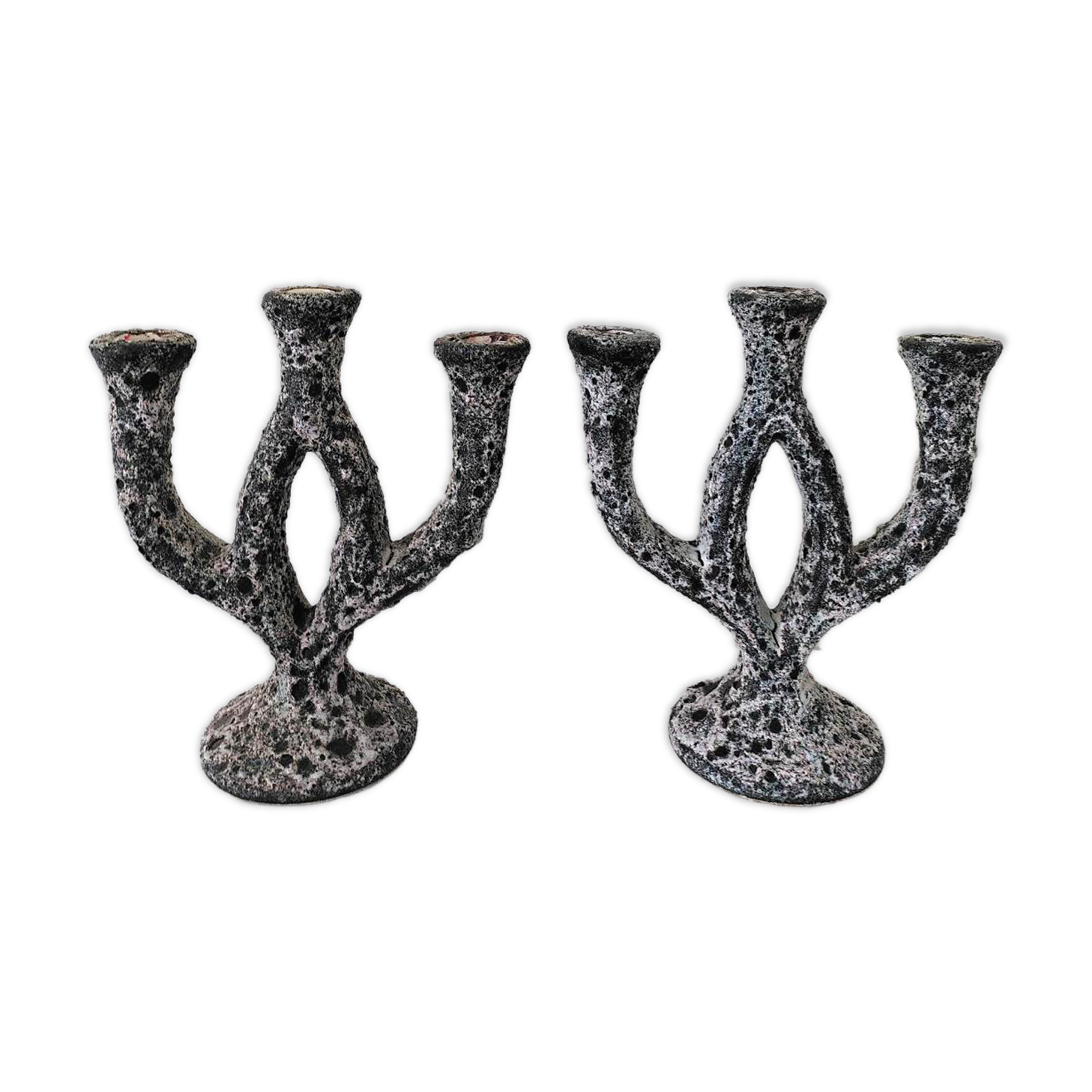 Pair of ceramic candle holders