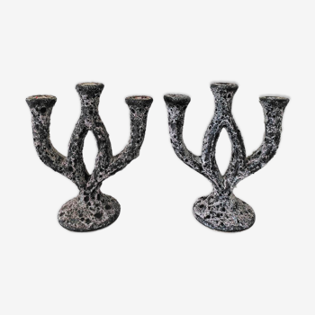 Pair of ceramic candle holders