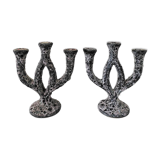 Pair of ceramic candle holders