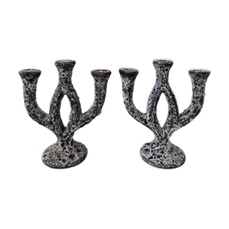 Pair of ceramic candle holders