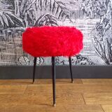 Vintage red toupee stool