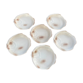 6 assiettes plates poisson en céramique beige Salins les bains