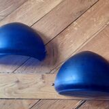 Sconces, signed, in satin blue glass paste from the 1930s