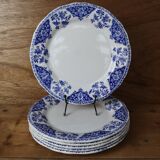 6 flat plates in old Gien earthenware