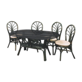 Rattan dining table and 4 chairs