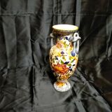 Gien earthenware vase with peony decoration