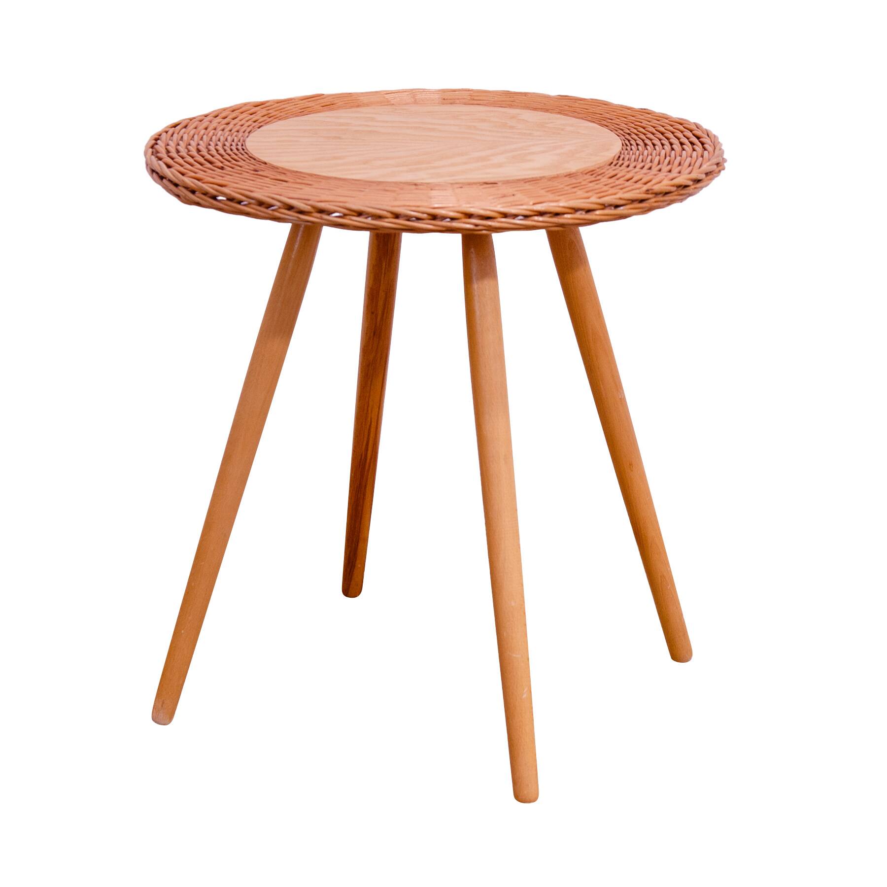 Mid century rattan coffe table by Jan Kalous for ÚLUV, 1960´s, Czechoslovakia