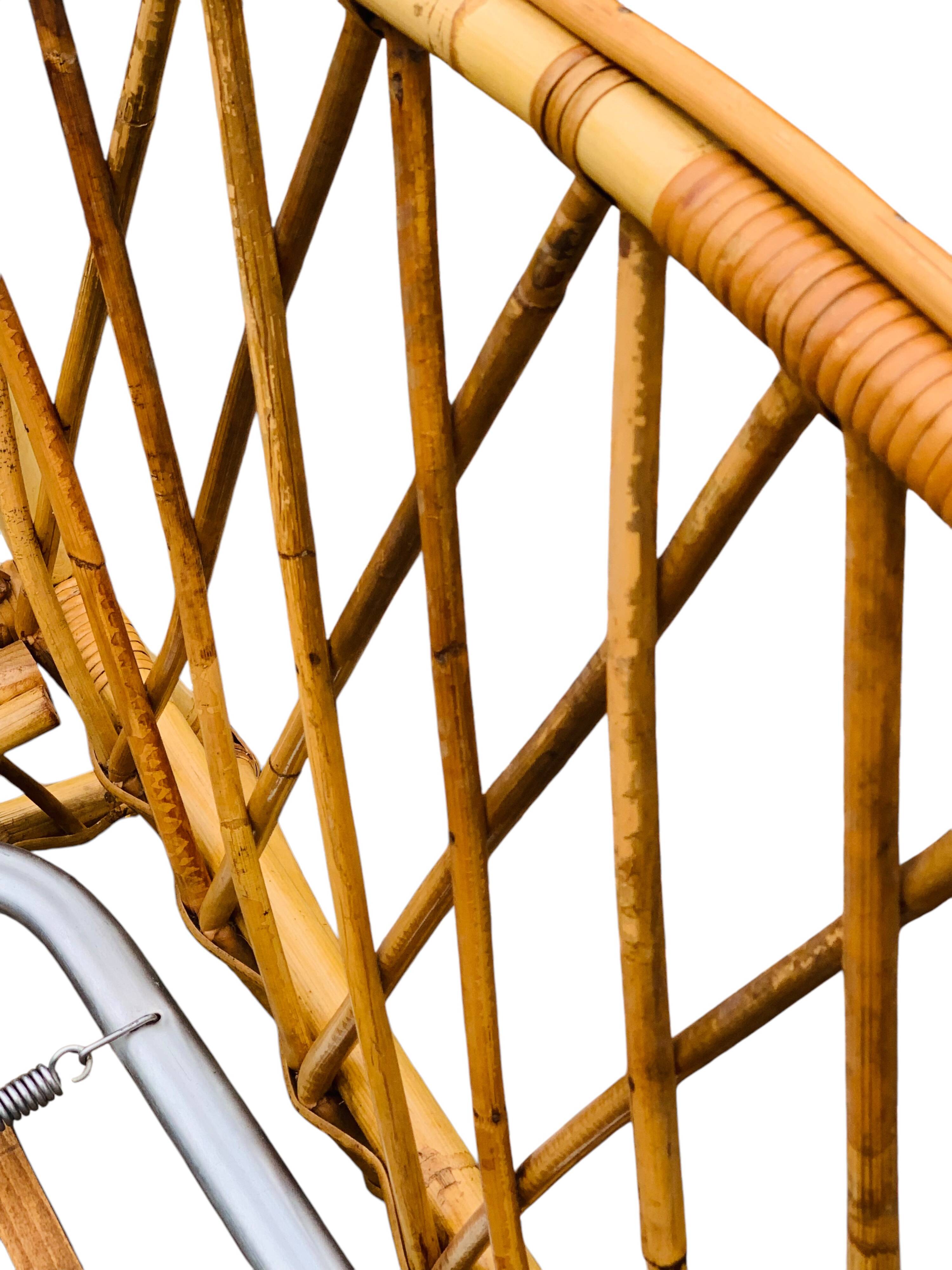 Rattan basket bed 90x190 vintage 1960