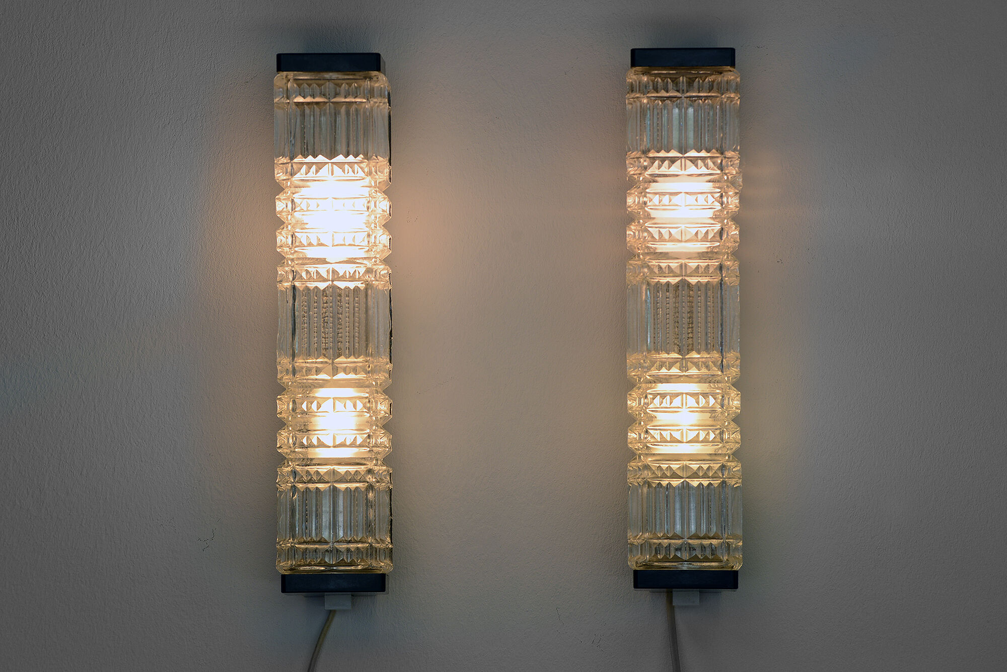 Pair of glass wall sconces by HoSo, Germany 1970s