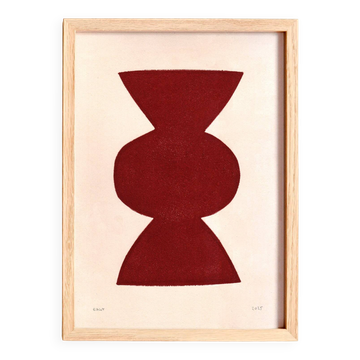 Peinture abstraite sur papier illustration rouge foncé signée Eawy