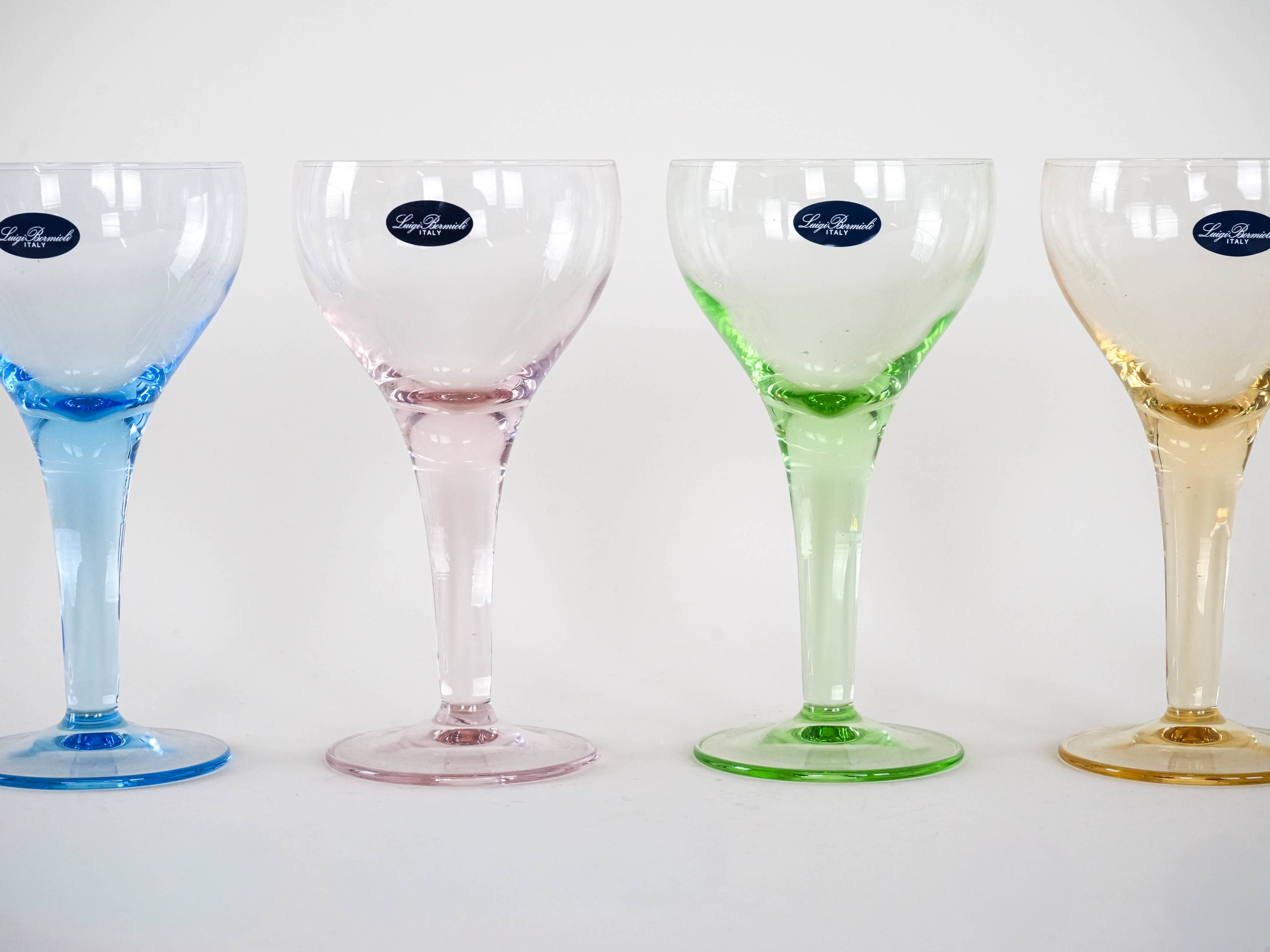 Set of dessert bowls, Italian design, 1970s, manufactured by Luigi Bormioli