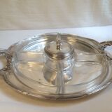 Aperitif tray tray empty-pocket with 5 raviers in silver metal and glass Gallia / Christofle