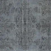 Vintage Wool Area Rug Overdyed in Gray for Modern Interiors. Handmade in Turkey