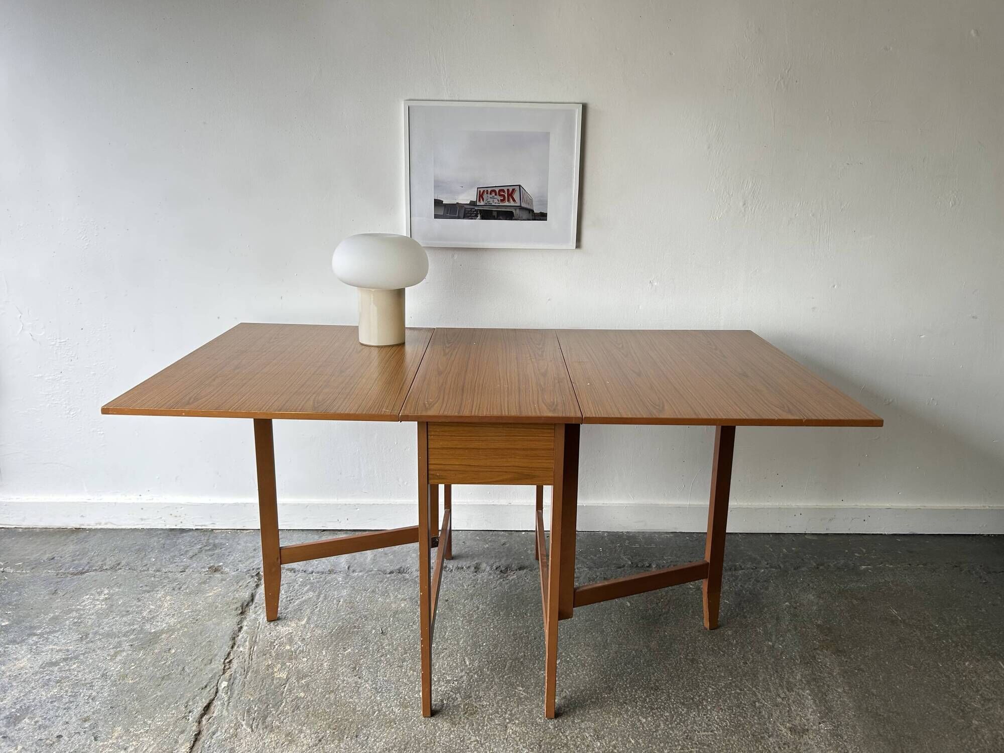 Schreiber Mid Century Vintage Teak Effect Formica Drop Leaf Gateleg Dining