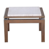 Travertine and brass mid-century french coffee table
