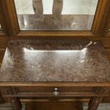 Vestiaire Napoléon III en noyer fin 19e, 3 miroirs, marbre, 8 patères