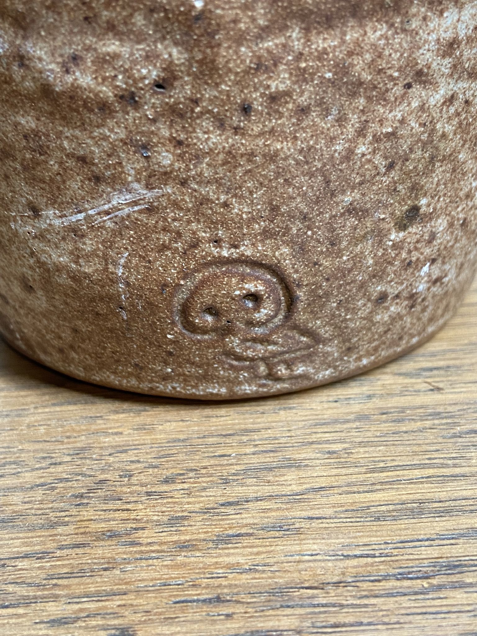 Sandstone pitcher signed Jeanne and Norbert Pierlot
