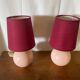 Pair of antique de schuytener opaline pink ball vintage bedside lamps