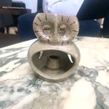 Bougeoir hibou en grès