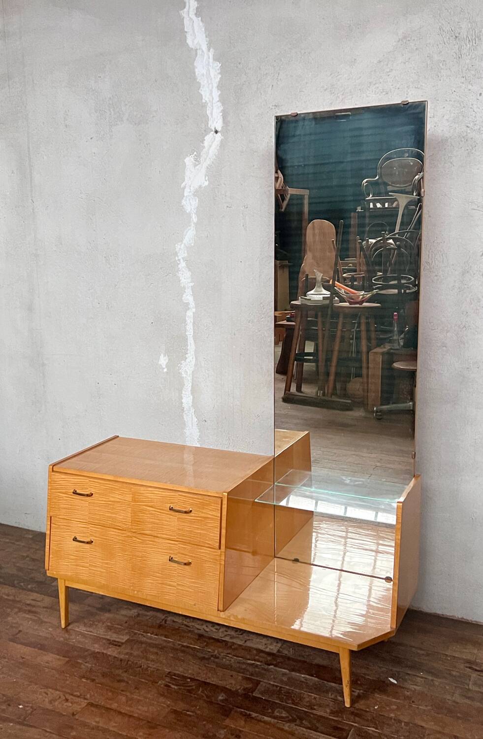 Vintage dressing table, in birch, dressing table / entrance furniture