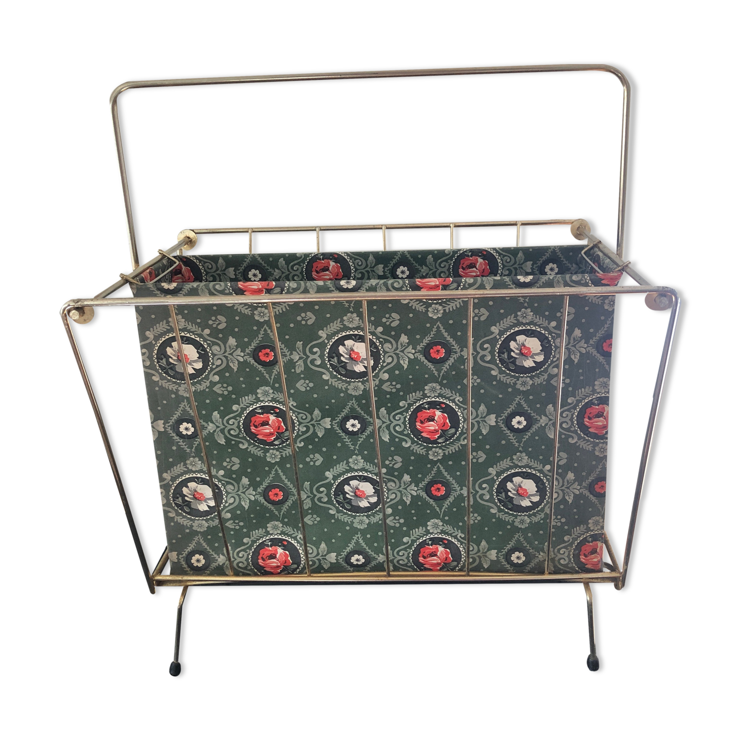 Metal magazine door and vintage oilcloth