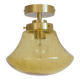 Amber Bubble Glass Ceiling Light, Brass Semi Flush Mount, Mushroom Lamp