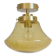 Amber Bubble Glass Ceiling Light, Brass Semi Flush Mount, Mushroom Lamp