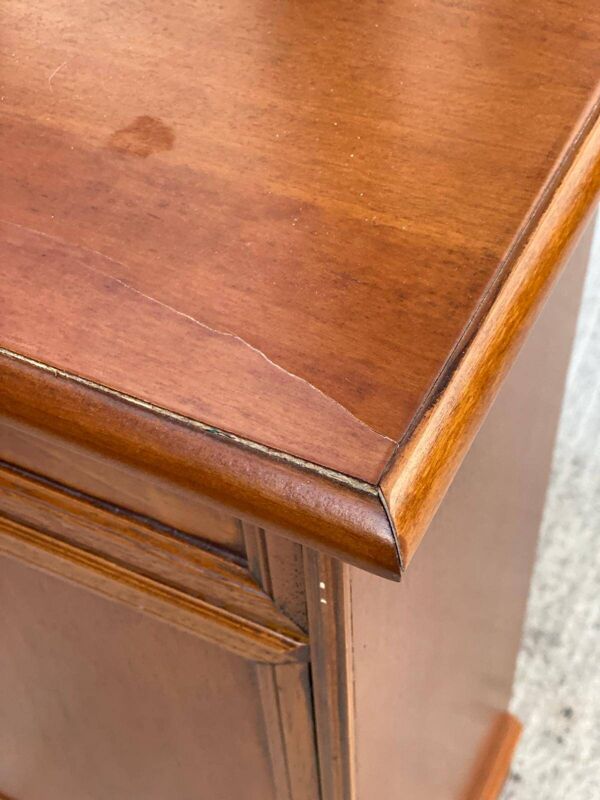 Table de chevet colonne en bois massif avec tiroirs et porte