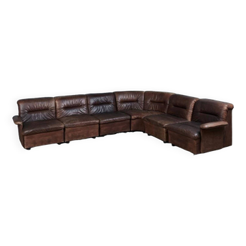 Vintage modular leather sofa from the 60s and 70s
