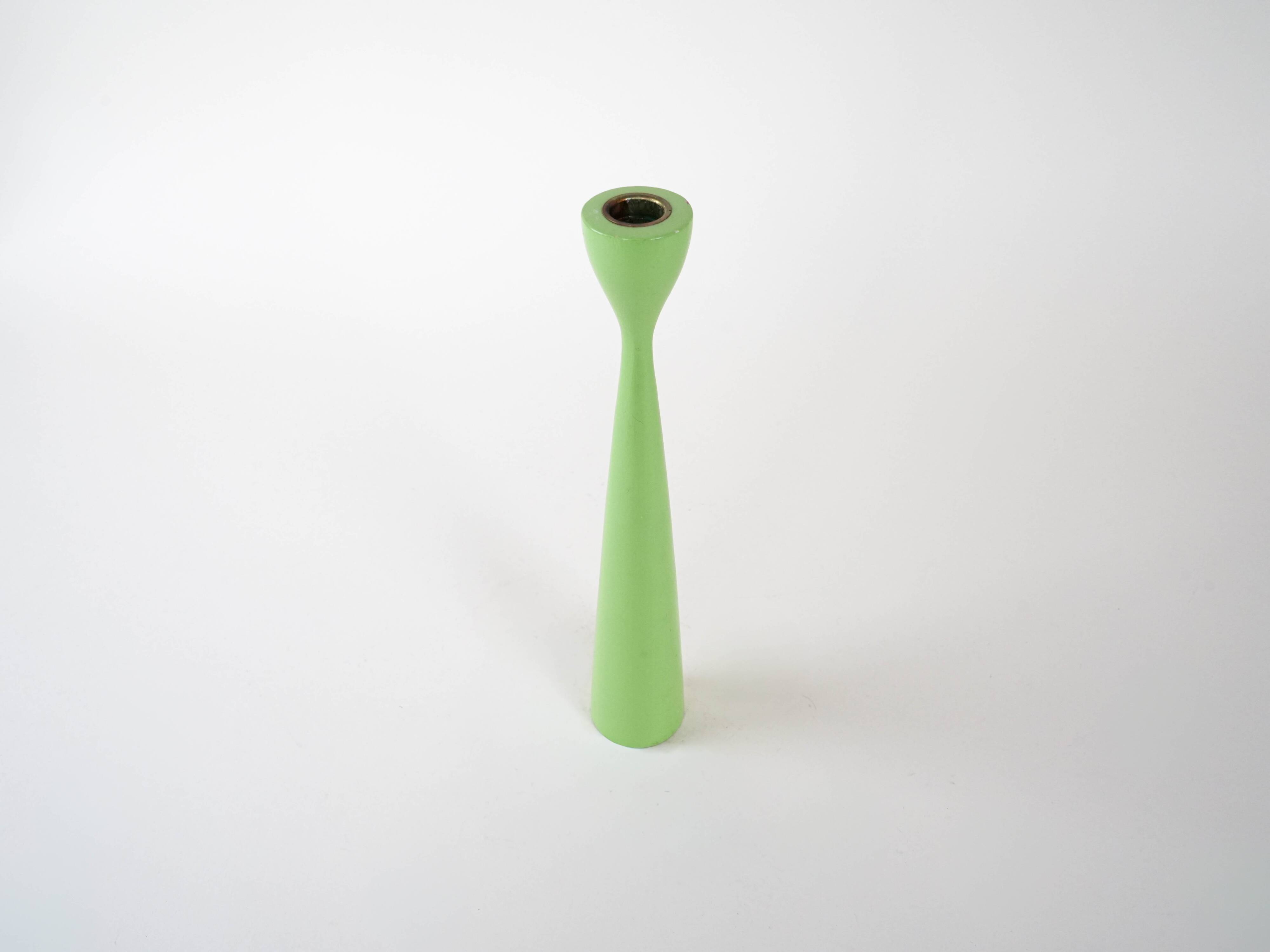 Bougeoir vert pastel, design danois, années 1970, fabriqué au Danemark