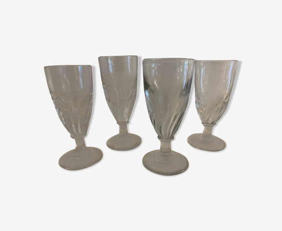 4 verres de bistrot anciens soufflés et bullés, XIXème
