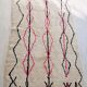 Boujaad Berber rug in pink and black colored wool woven in Morocco 220x140cm